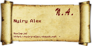 Nyiry Alex névjegykártya